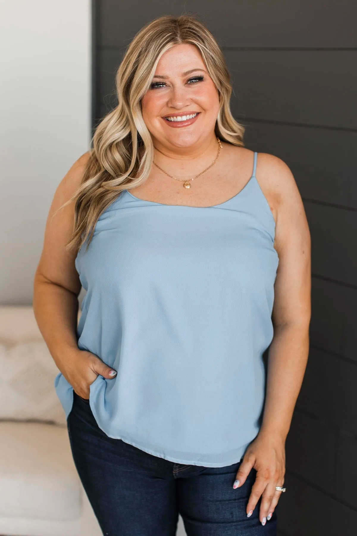 Must Have Been Love Tank Top- Denim Blue