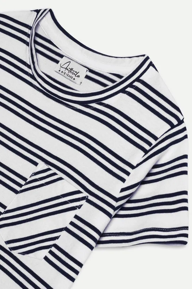 NAVY STRIPE BOYS T-SHIRT - NAVY