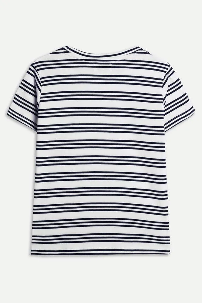 NAVY STRIPE BOYS T-SHIRT - NAVY