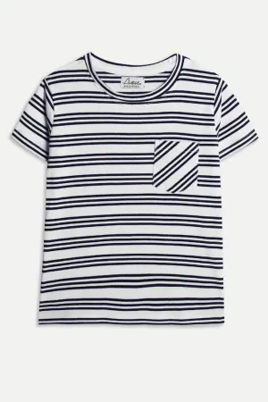 NAVY STRIPE BOYS T-SHIRT - NAVY