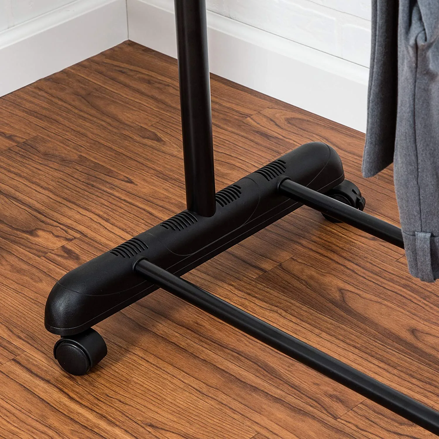 New Honey-Can-Do Dual Rod Expandable Garment Rack with Wheels, Up to 73-Inch