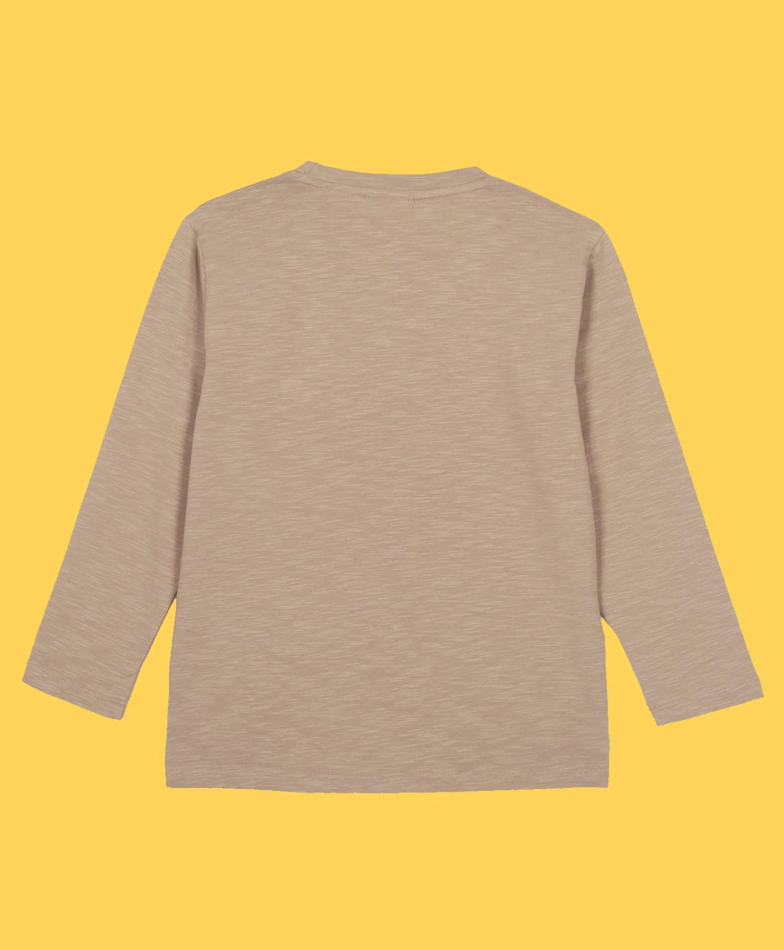 NEWYORK BEIGE SLUB BOYS LONG SLEEVE T-SHIRT - BEIGH