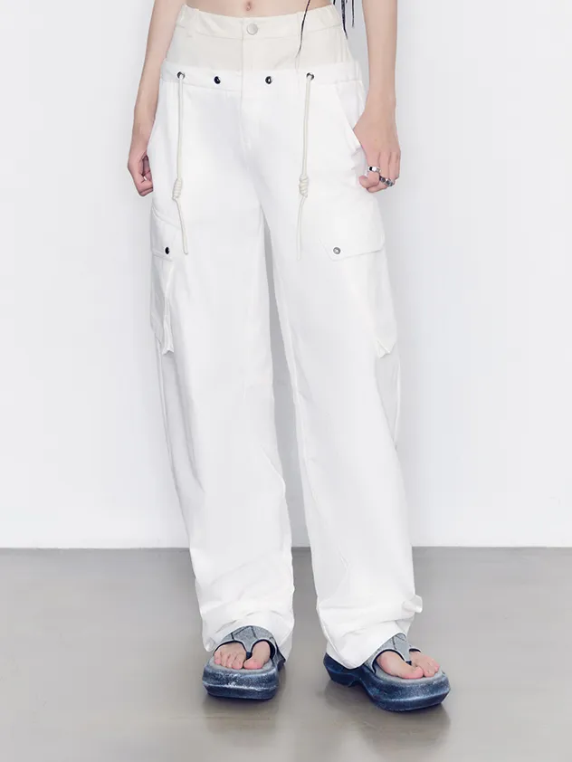 Nichi Fake-Layered Loose Casual Pants