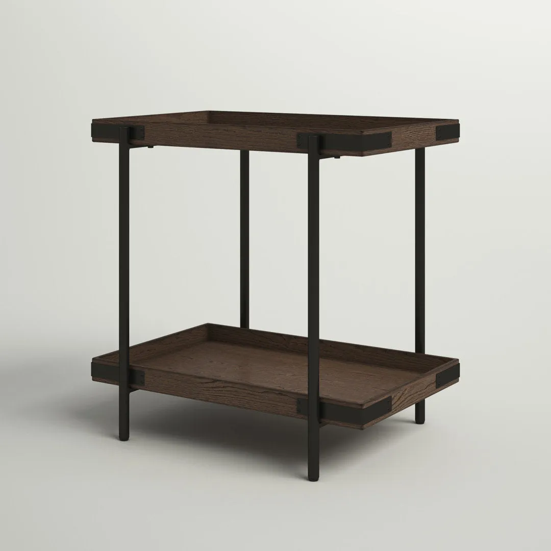 Nikole 27" Wide Industrial Rustic Solid Wood Metal Rectangular Side Table With Shelf Trent Austin Design®