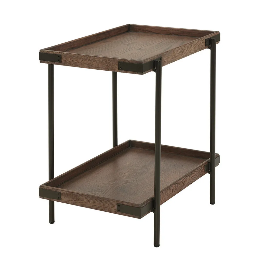 Nikole 27" Wide Industrial Rustic Solid Wood Metal Rectangular Side Table With Shelf Trent Austin Design®