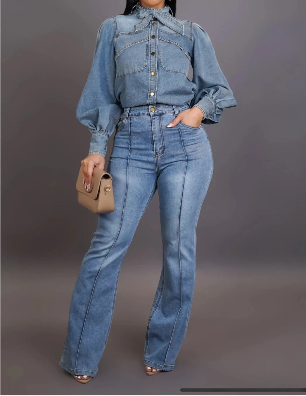 Not Your Teacher Denim Pants Set