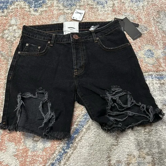 NWT One Teaspoon Worn Black Stevies Boyfriend Shorts 25 From Free People Z381-10