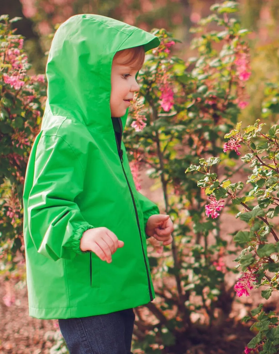 Oakiwear Kids Rain Jacket Coat Waterproof Shell Boys Girls, Green