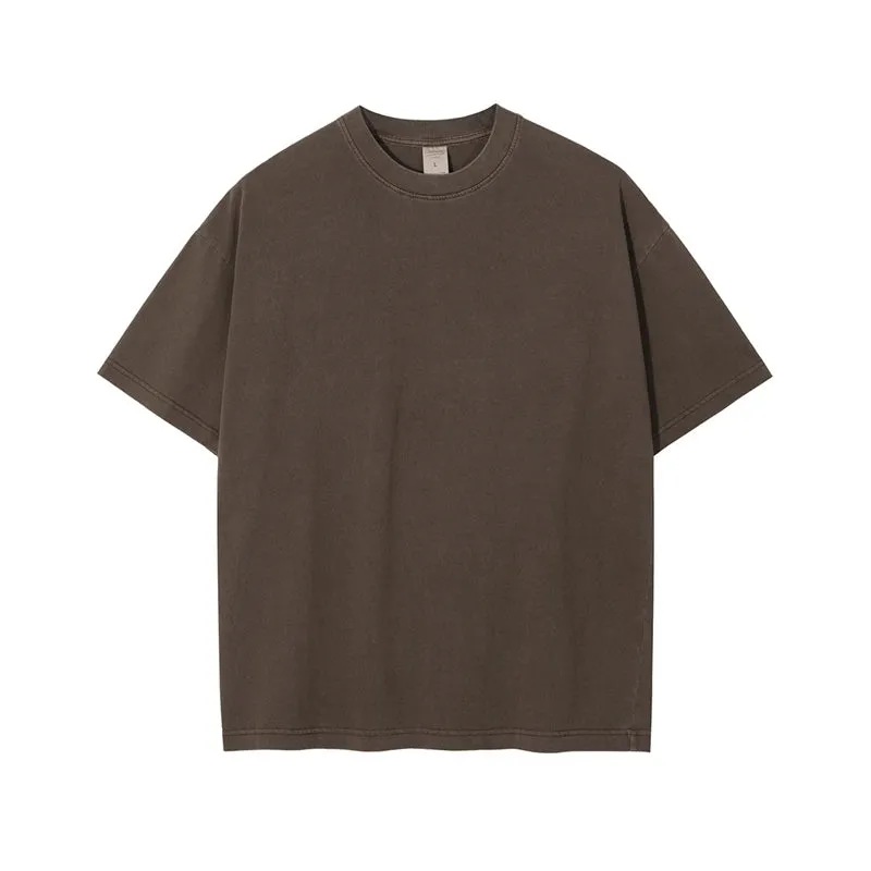 Obsidian Phoenix Unisex Luxury Washed Cotton T-Shirt - 275gsm Solid Retro High Street Basic Tee