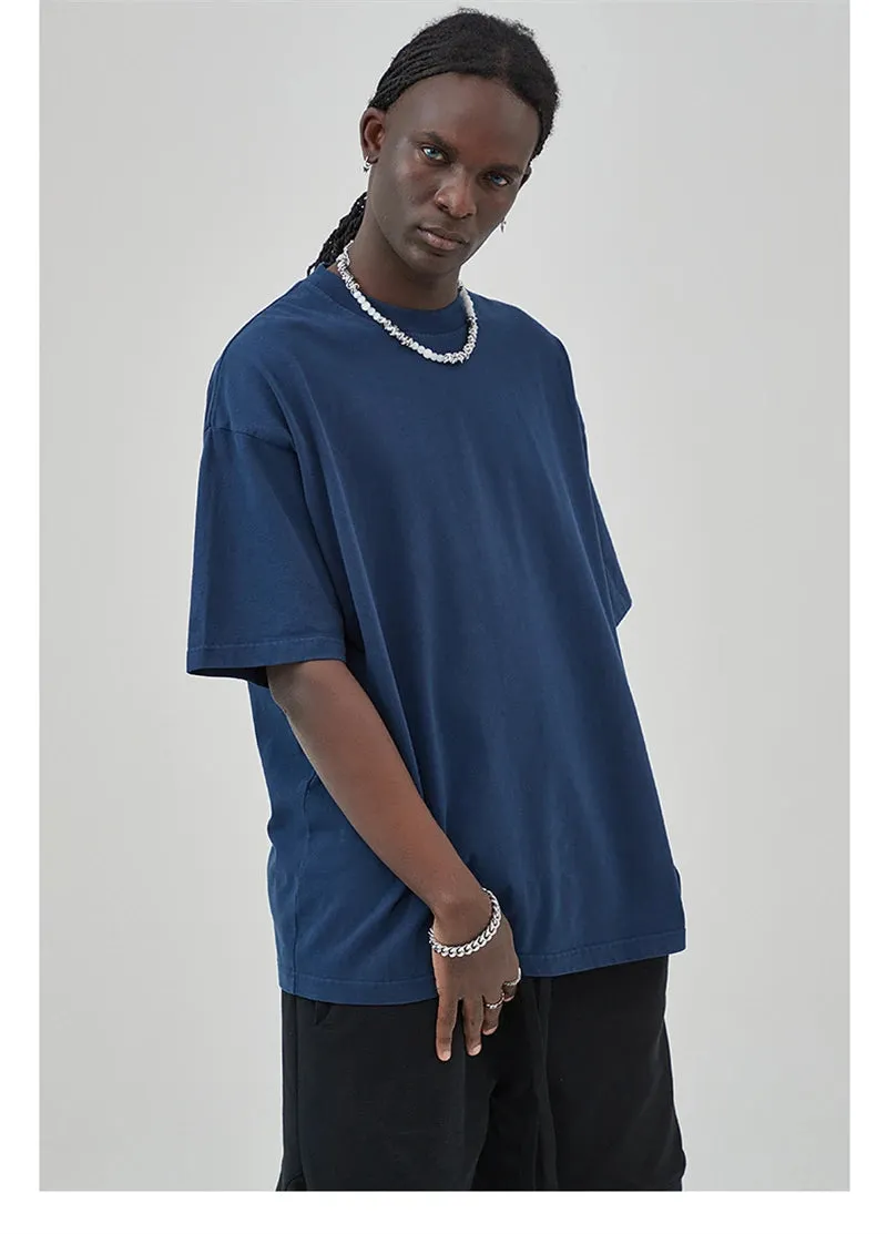 Obsidian Phoenix Unisex Luxury Washed Cotton T-Shirt - 275gsm Solid Retro High Street Basic Tee