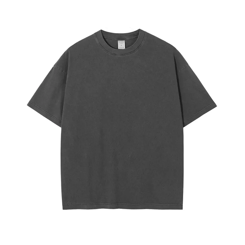 Obsidian Phoenix Unisex Luxury Washed Cotton T-Shirt - 275gsm Solid Retro High Street Basic Tee