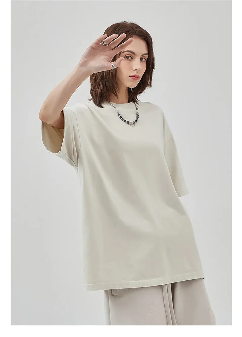 Obsidian Phoenix Unisex Luxury Washed Cotton T-Shirt - 275gsm Solid Retro High Street Basic Tee