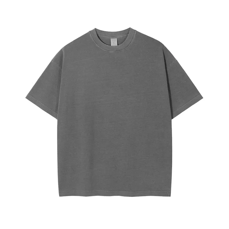 Obsidian Phoenix Unisex Luxury Washed Cotton T-Shirt - 275gsm Solid Retro High Street Basic Tee