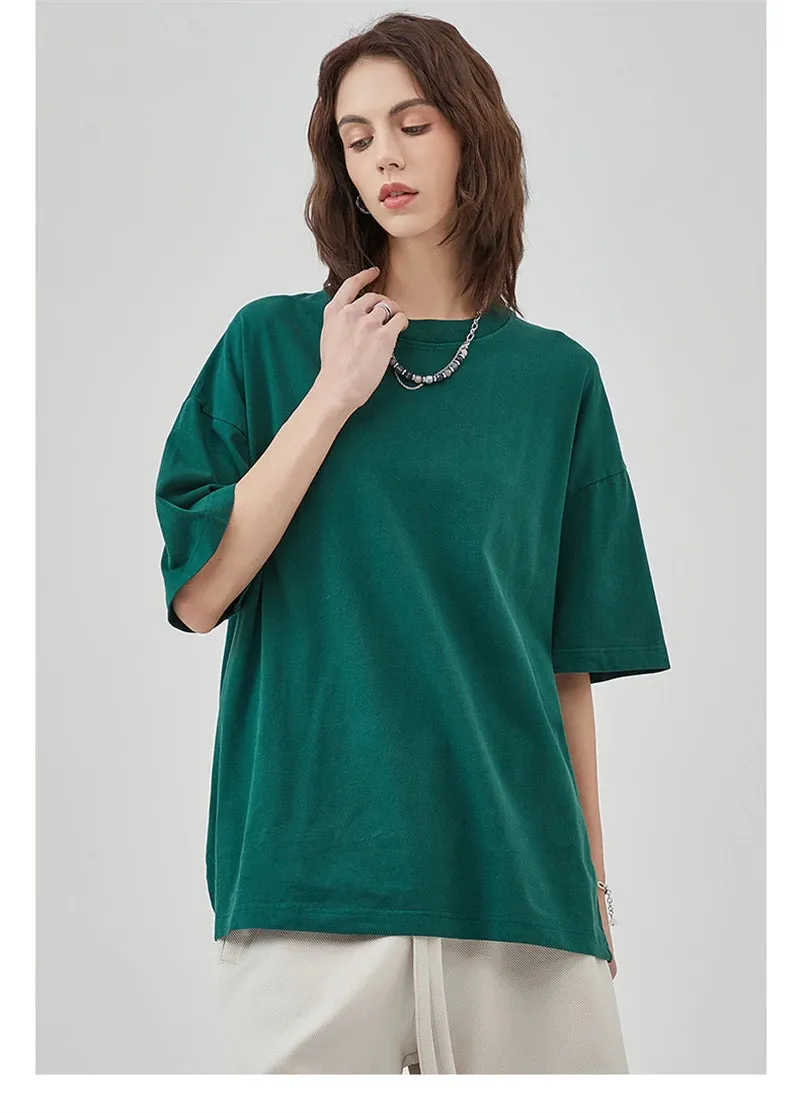 Obsidian Phoenix Unisex Luxury Washed Cotton T-Shirt - 275gsm Solid Retro High Street Basic Tee
