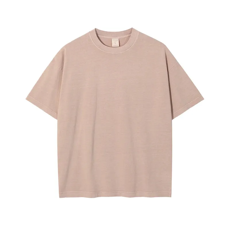 Obsidian Phoenix Unisex Luxury Washed Cotton T-Shirt - 275gsm Solid Retro High Street Basic Tee