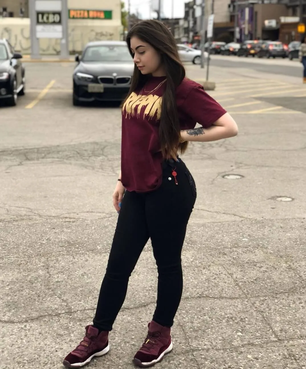 OG Gold Glitter Drippin | Maroon Tee