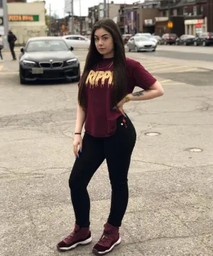 OG Gold Glitter Drippin | Maroon Tee