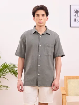 Olive Plain Cotton Shirt