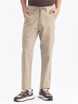 Olive Plain Loose Crop Travel Pant