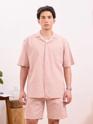 Peach Plain Cotton Resort Shirt