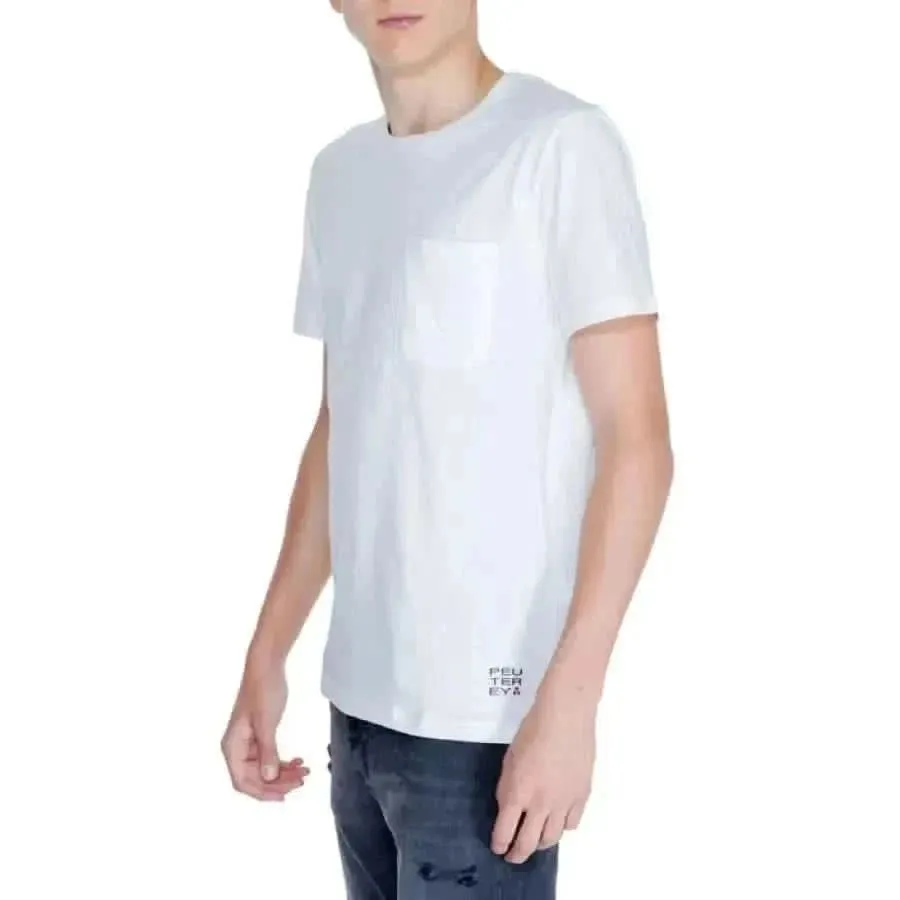 Peuterey Men's White Cotton Round Neck T-Shirt