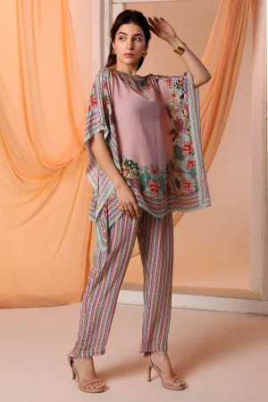 Pink arani embellished kaftan and pants
