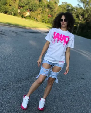 Pink Sauce | White Tee