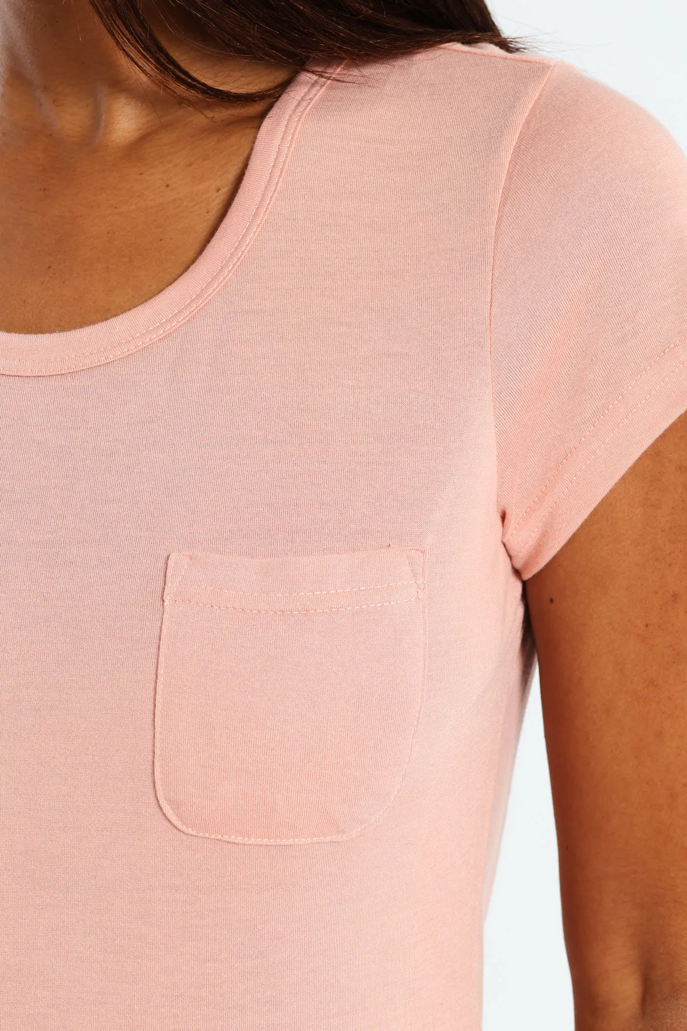 Plain Pocket Tee - Blush