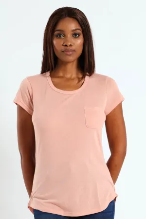 Plain Pocket Tee - Blush