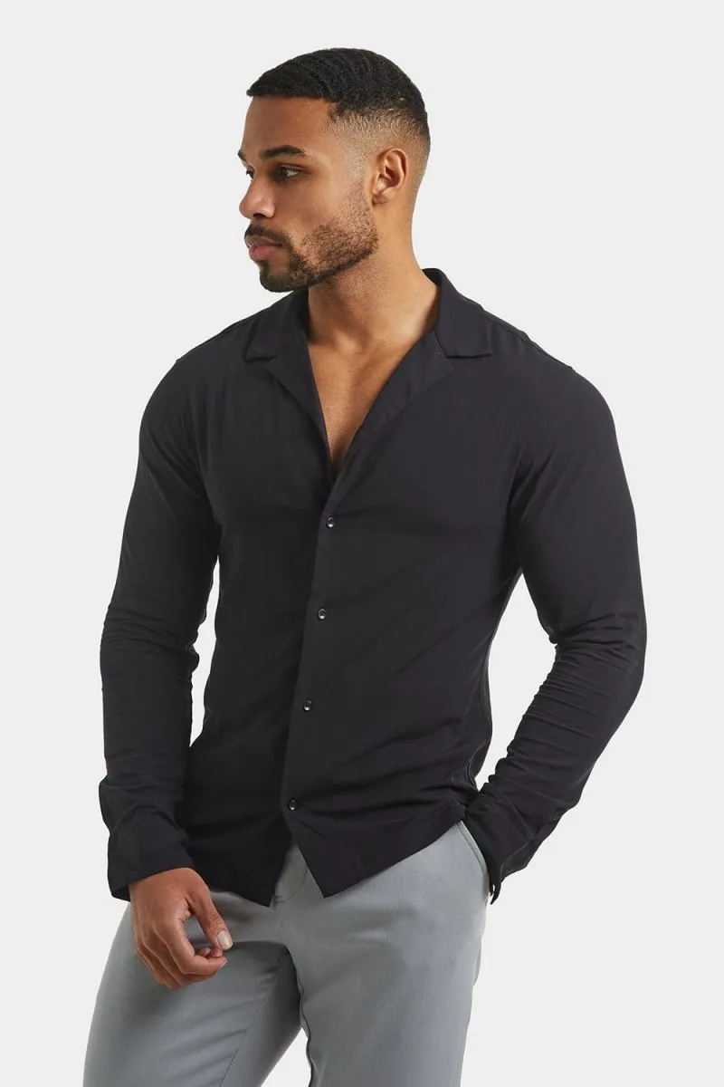Plain Revere Collar Shirt in Black