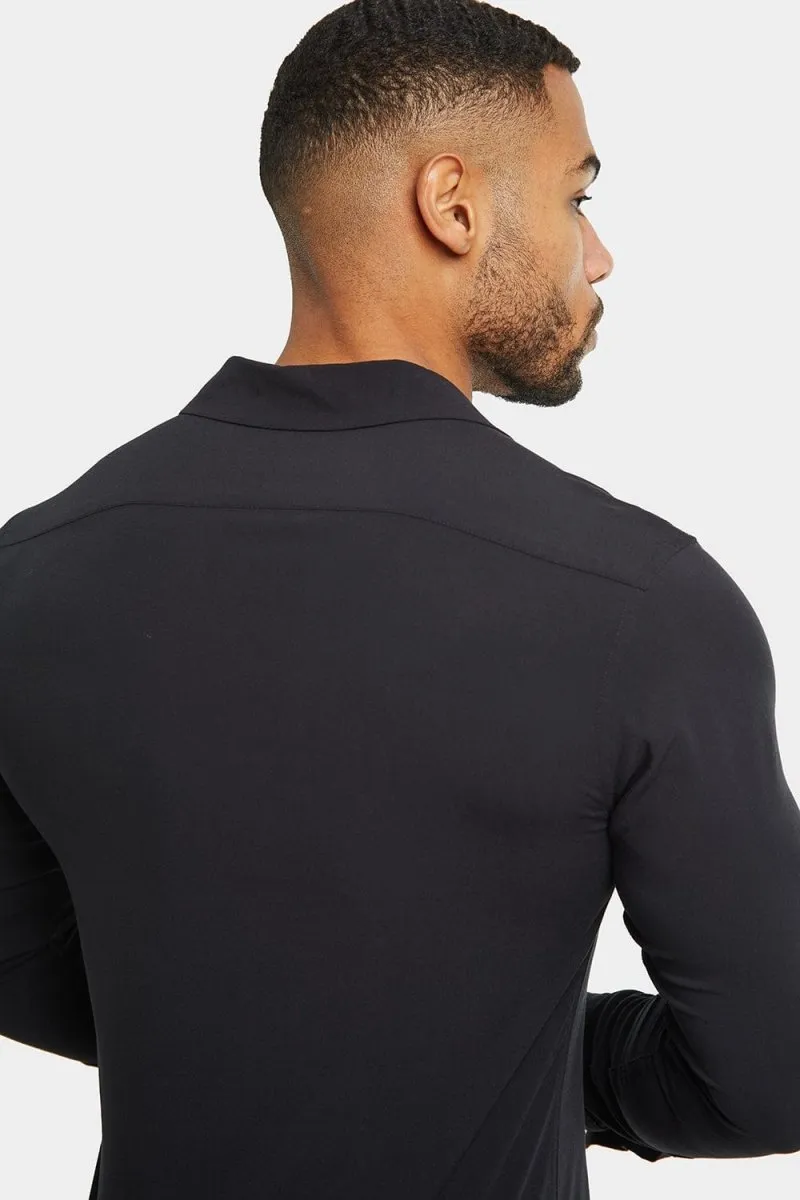 Plain Revere Collar Shirt in Black