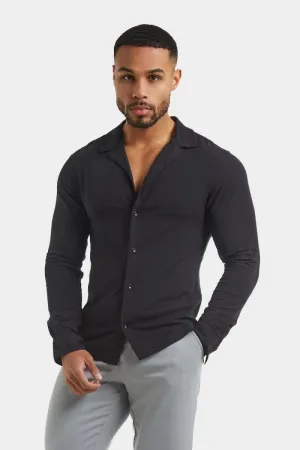 Plain Revere Collar Shirt in Black
