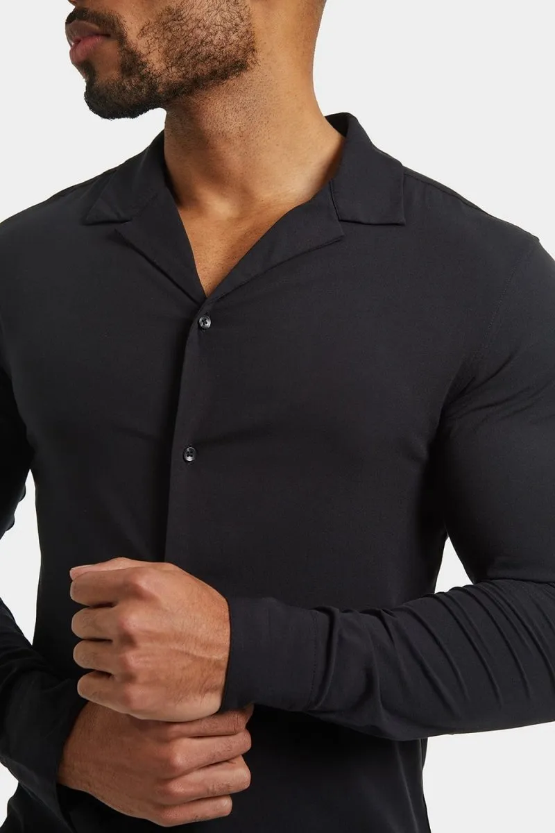 Plain Revere Collar Shirt in Black