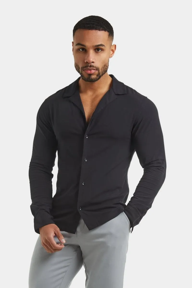 Plain Revere Collar Shirt in Black