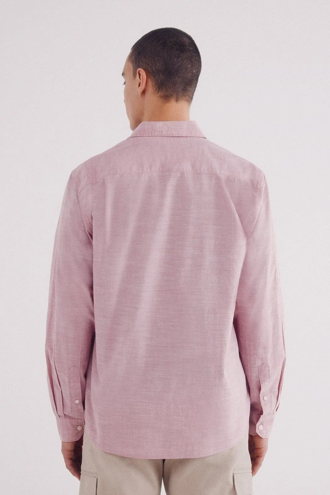 Plain slub cotton shirt - Orange
