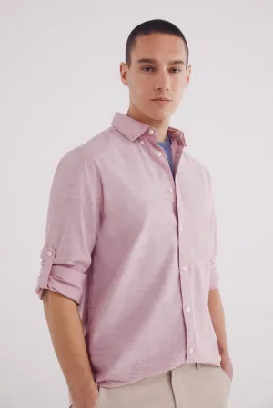 Plain slub cotton shirt - Orange