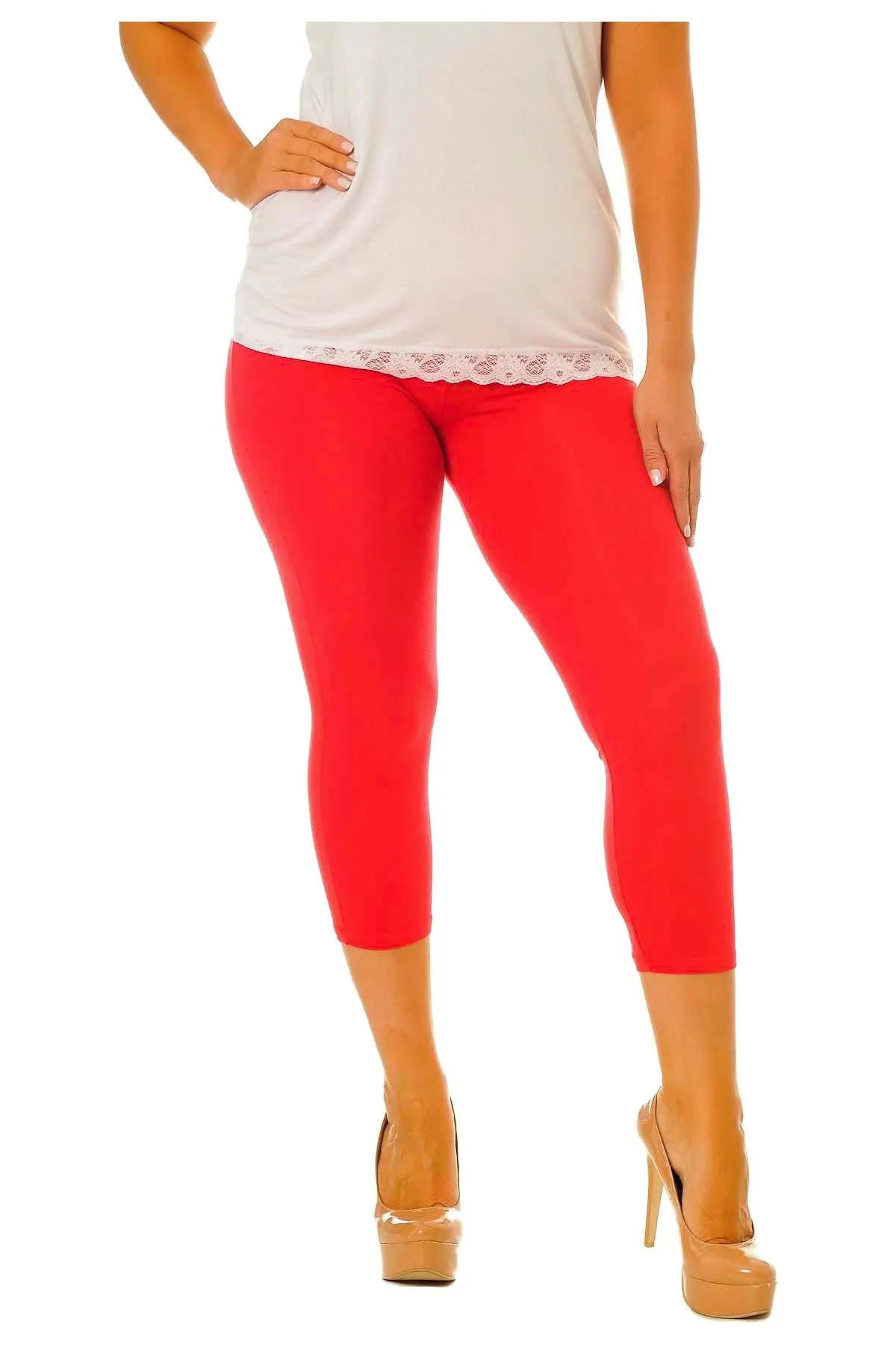 Plus Size 3/4 Length Cropped Leggings