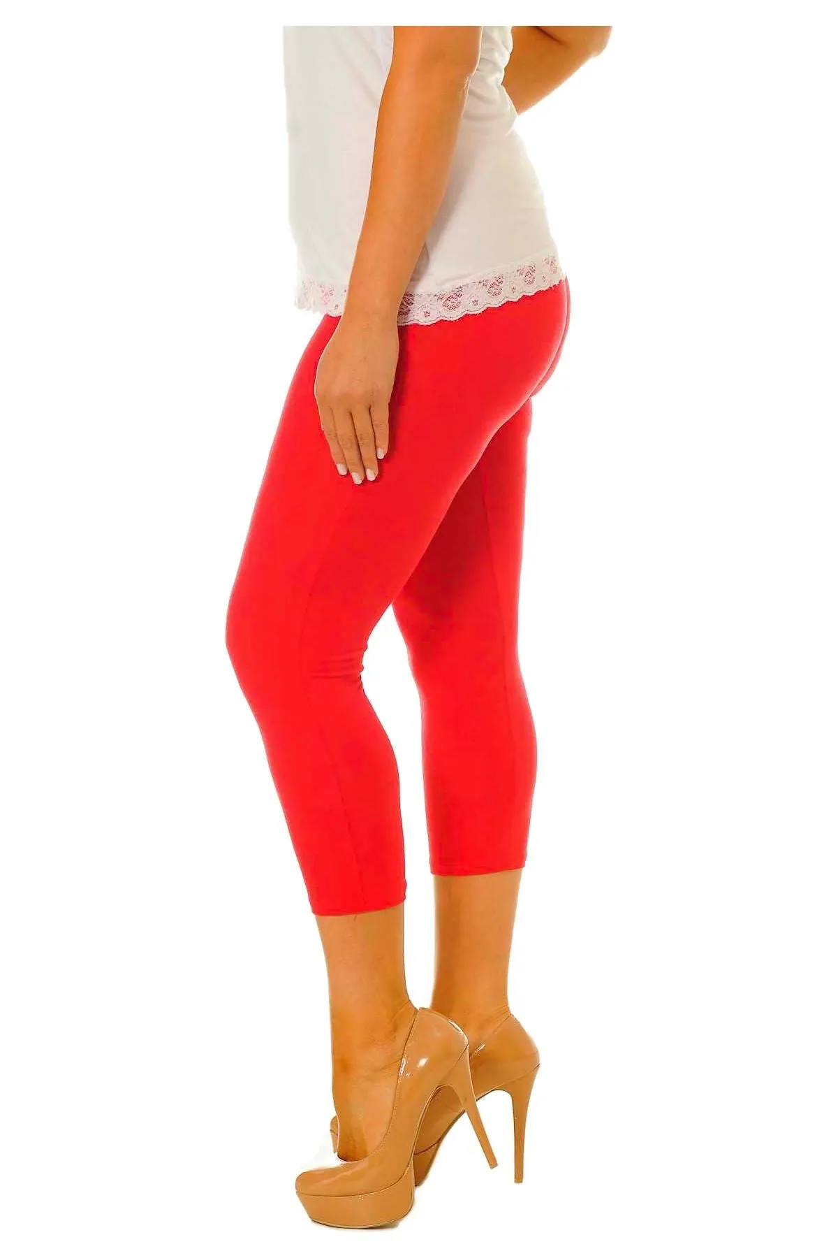 Plus Size 3/4 Length Cropped Leggings