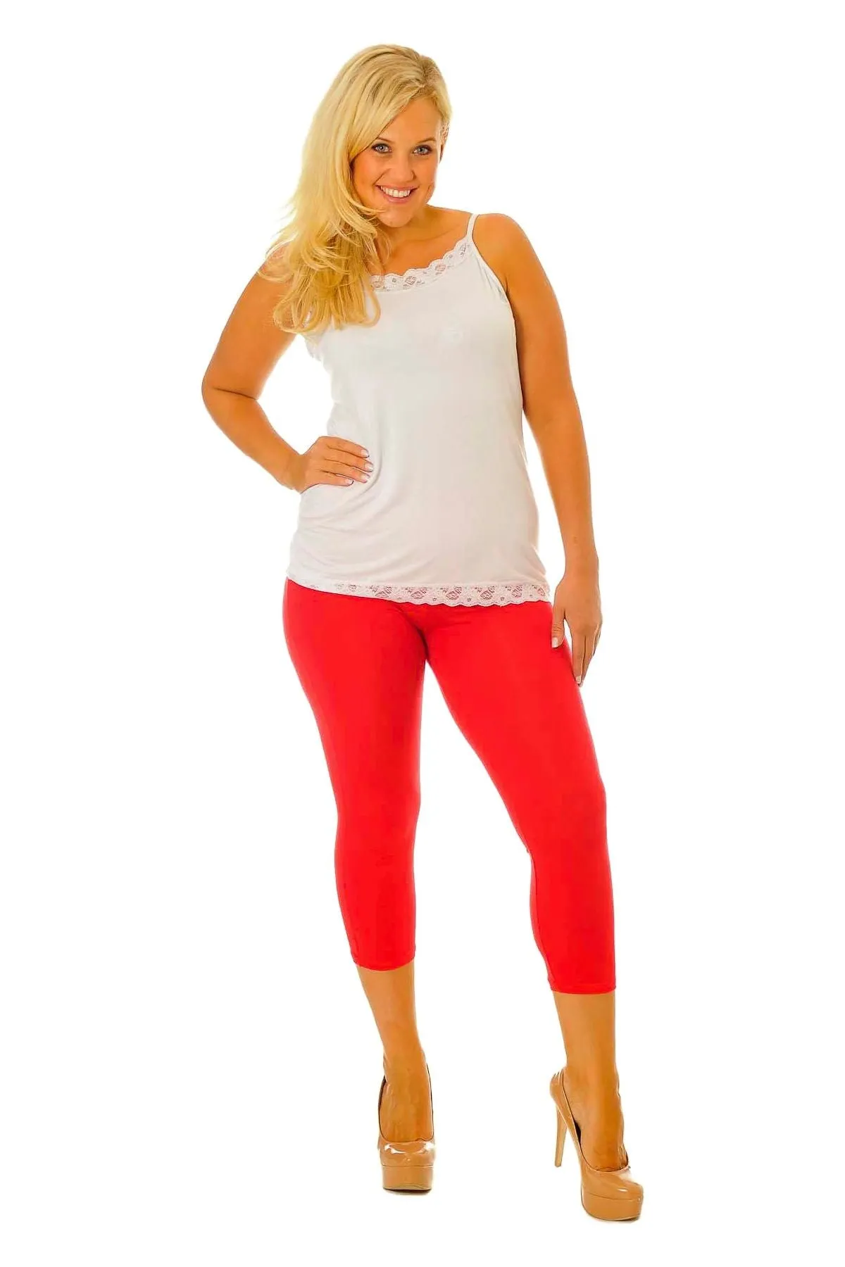 Plus Size 3/4 Length Cropped Leggings