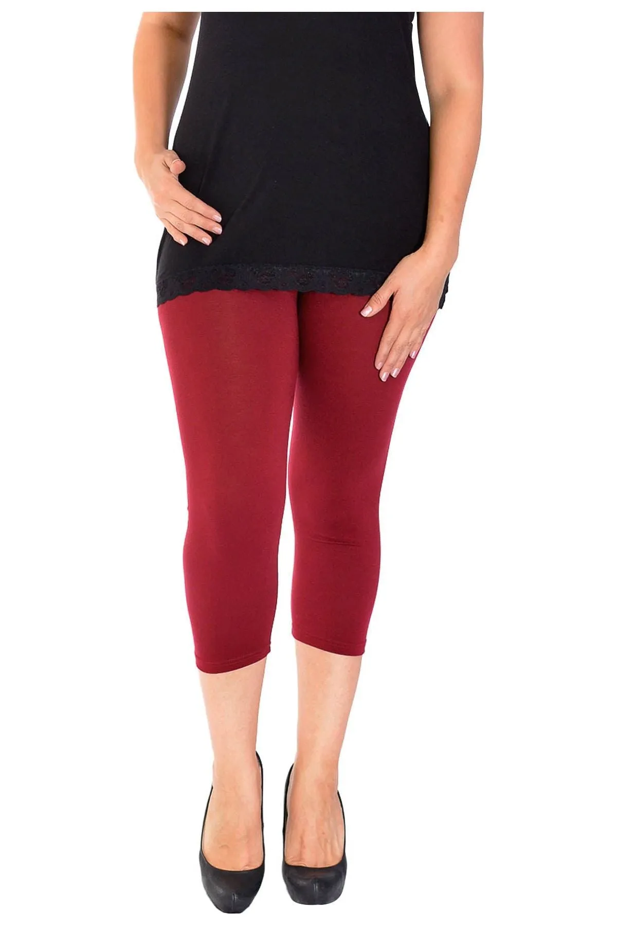 Plus Size 3/4 Length Cropped Leggings