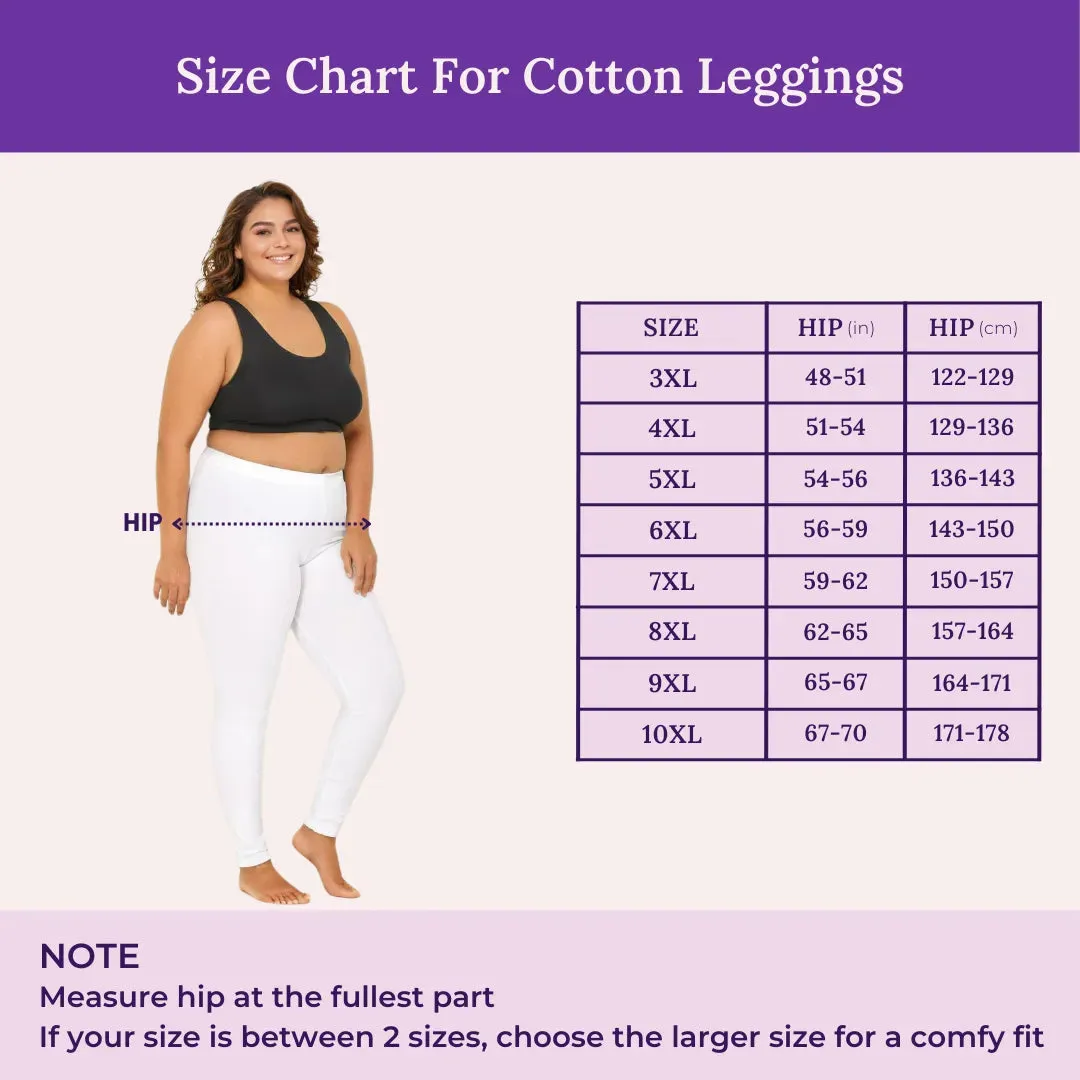 Plus Size Leggings For Women | High Waist | Ankle Length | Soft Cotton & Elastane Blend | Non-See-Through | Gusset Crotch Prevents Ripping