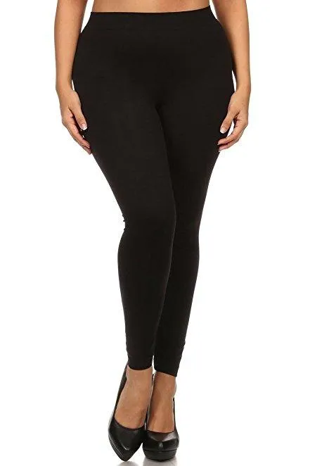 Plus Size Women Soft Black Print Leggings