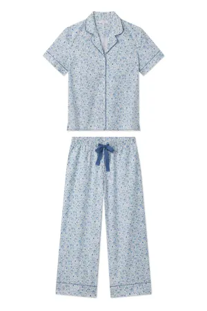 Poplin Chloe Pajama Set in Morning Blue Elizabeth Floral