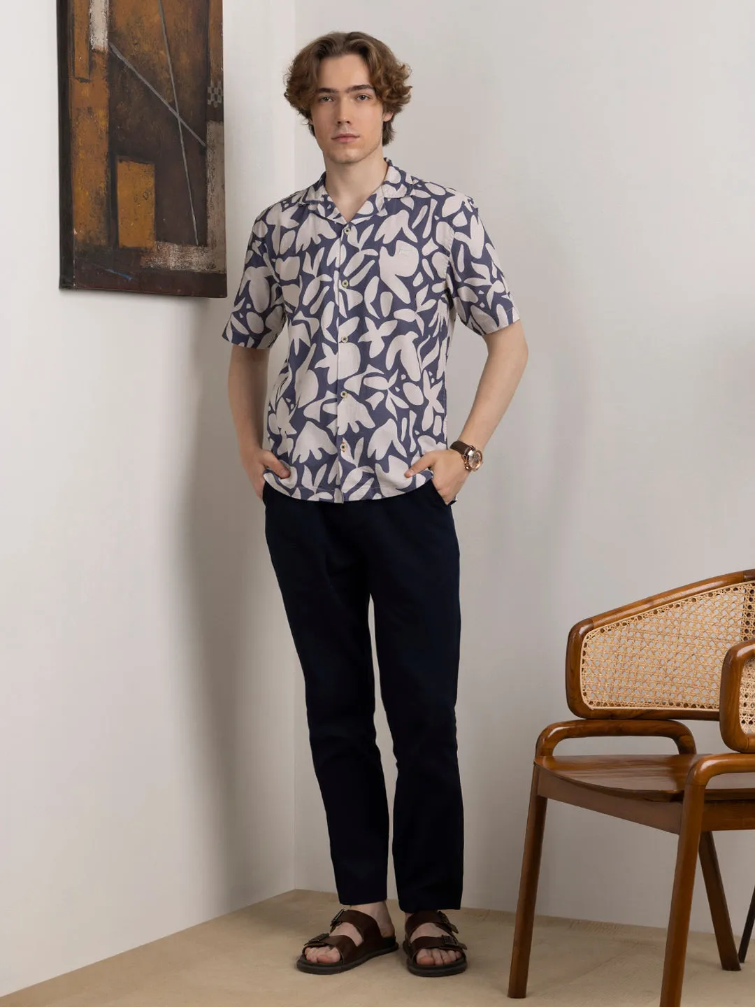 Purple Abstract Print Shirt