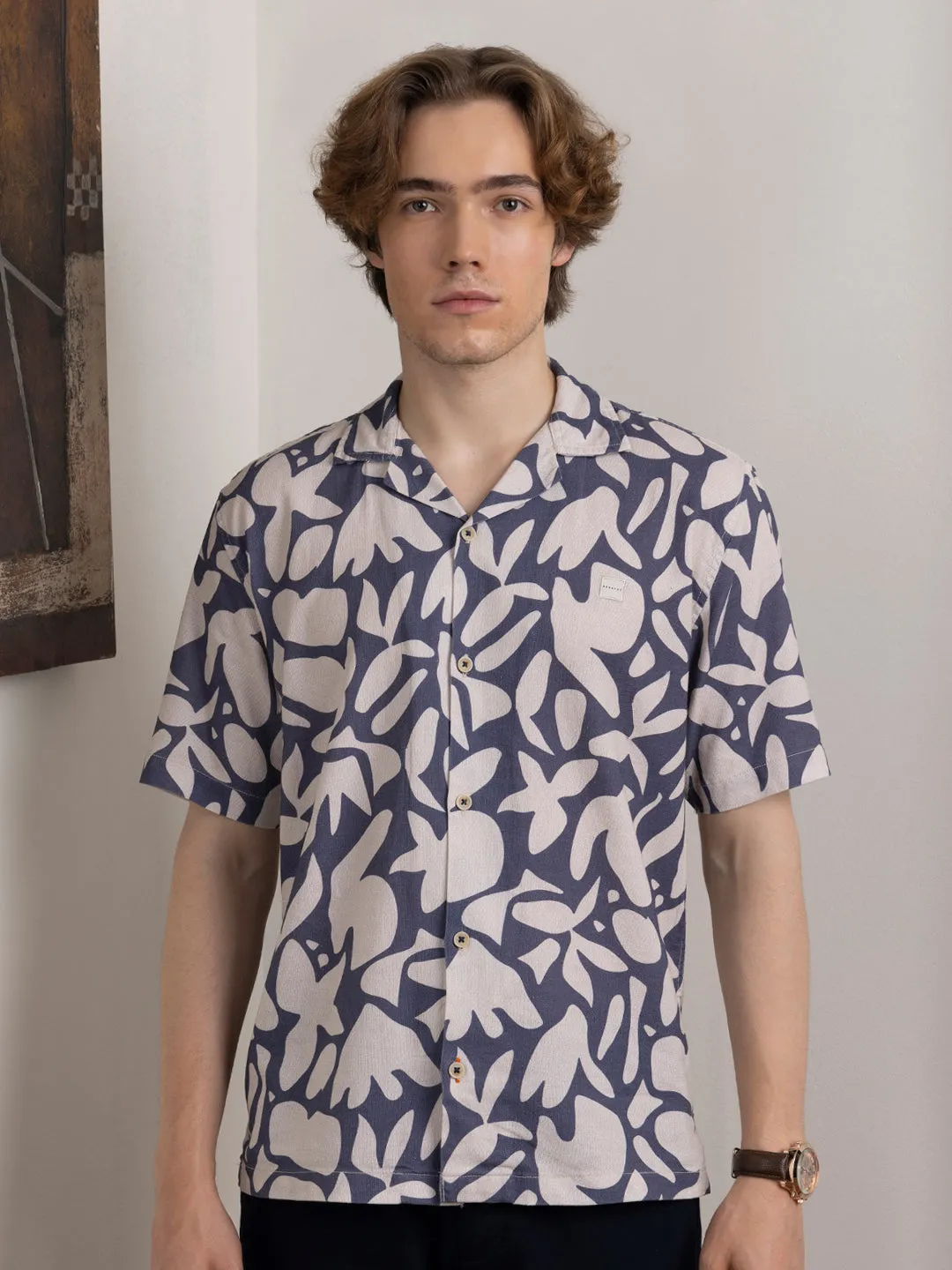 Purple Abstract Print Shirt