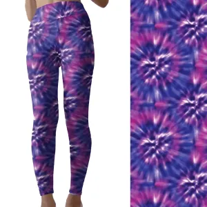 Purple Blue Tie Dye Capri Leggings