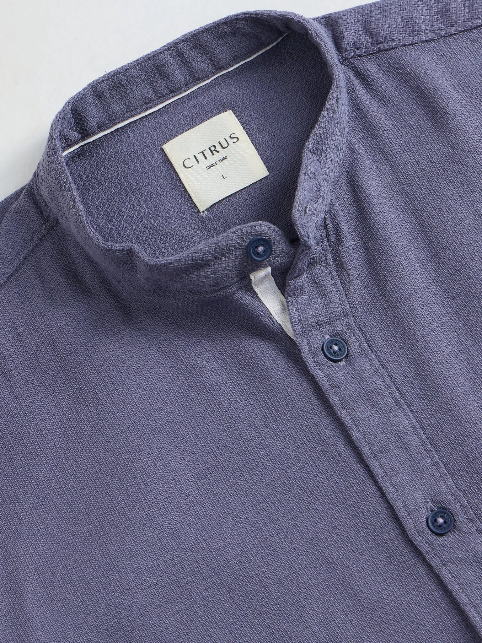 Purple Chinese Collar Slim Fit Shirt