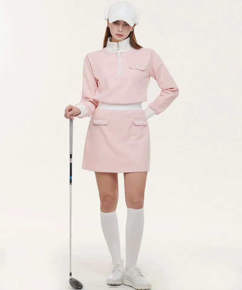 Q.C PLAY: Spandex Ribbed Pocket Banding Skirt - Pink