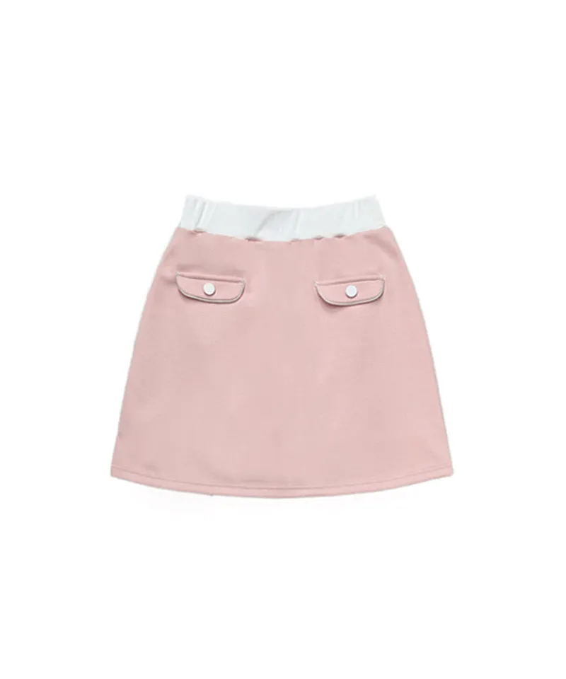 Q.C PLAY: Spandex Ribbed Pocket Banding Skirt - Pink