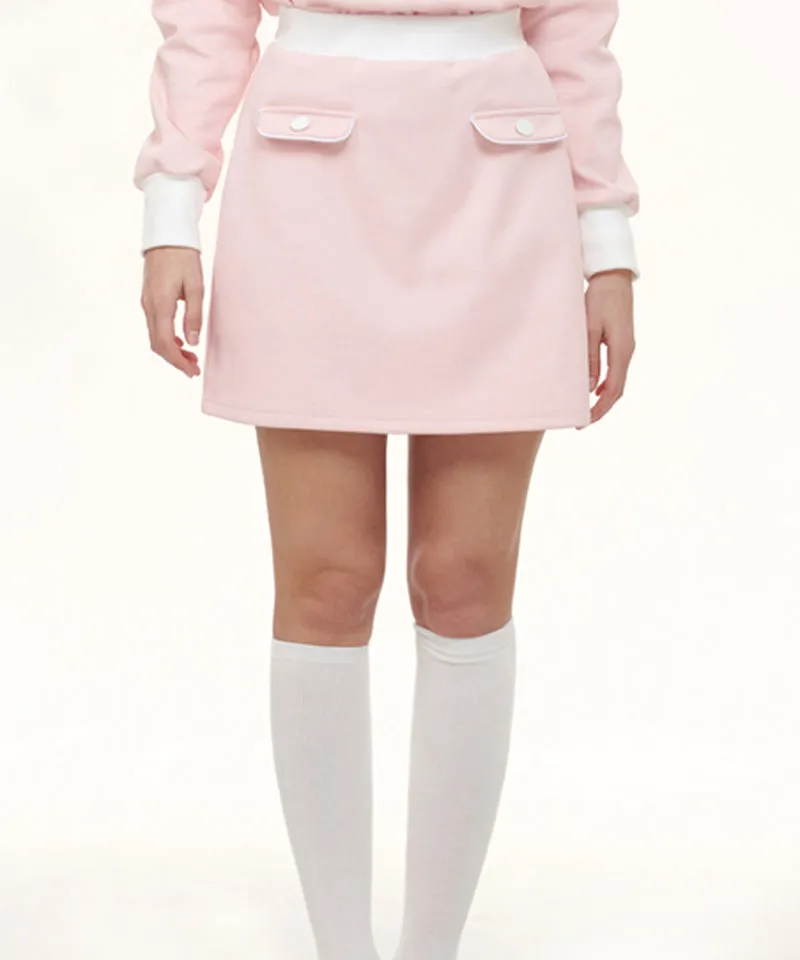 Q.C PLAY: Spandex Ribbed Pocket Banding Skirt - Pink